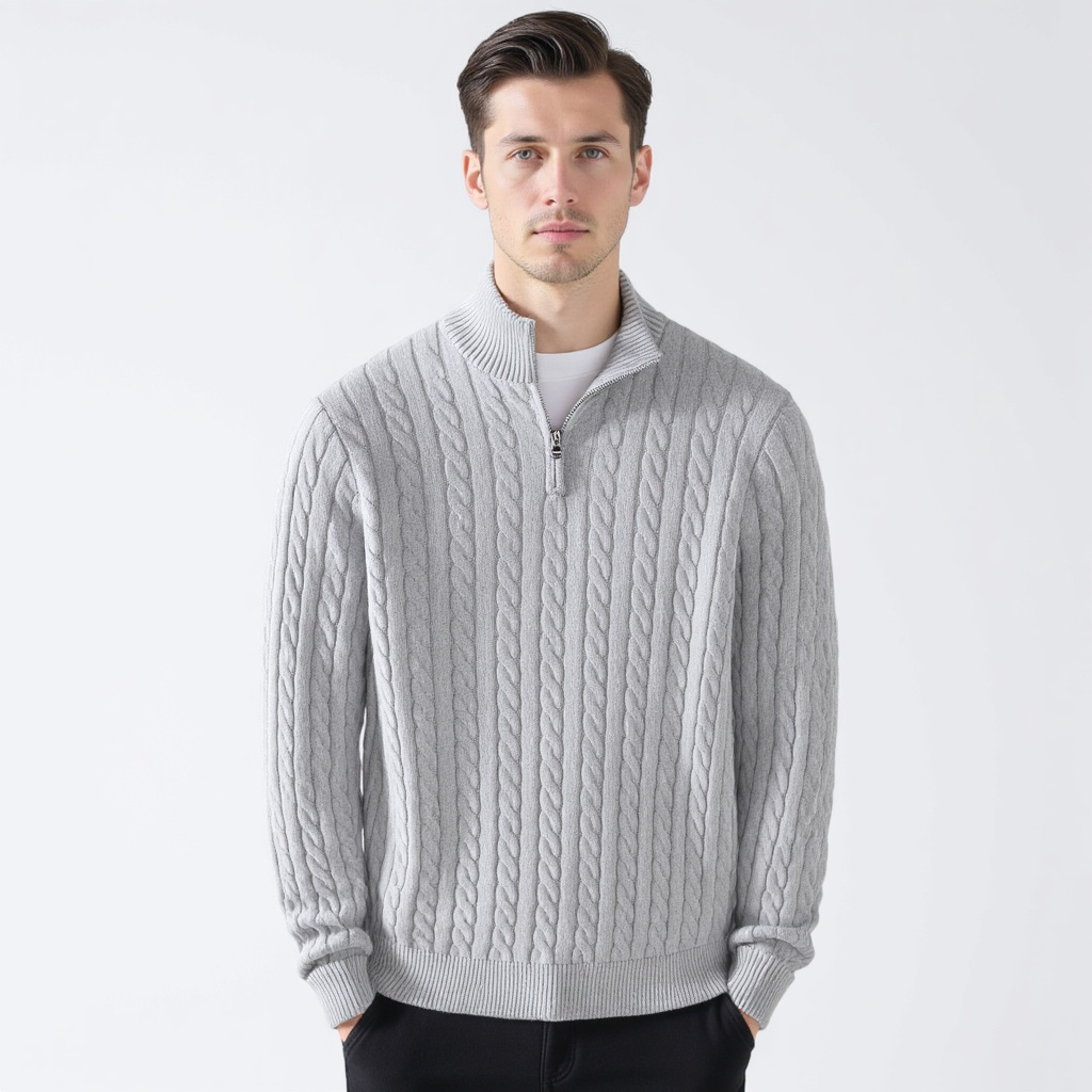RICHARD ZIPPED CABLE SWEATER