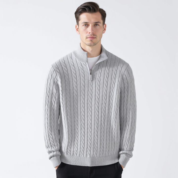 RICHARD ZIPPED CABLE SWEATER
