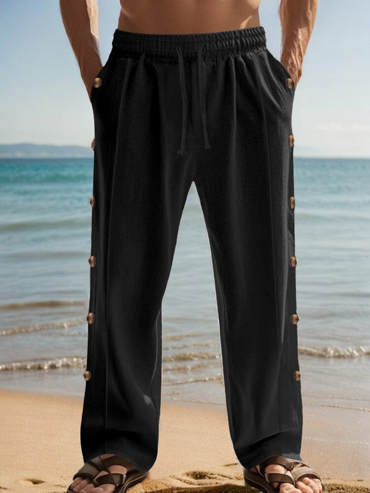 Linen Blend Straight Leg Pants