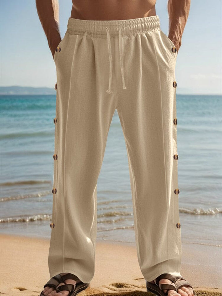 Linen Blend Straight Leg Pants