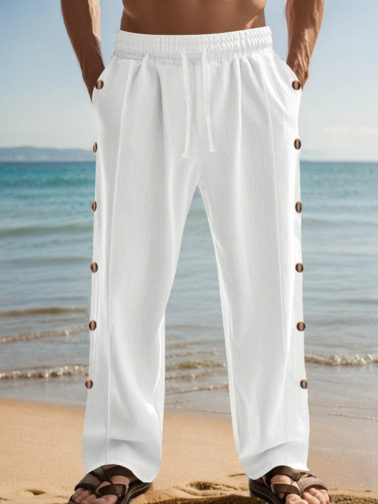 Linen Blend Straight Leg Pants