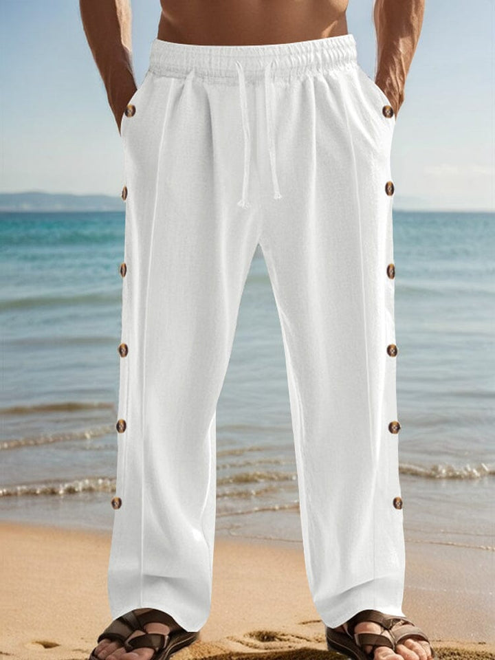 Linen Blend Straight Leg Pants