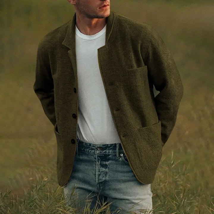 Men Woolen Coat Stand Collar