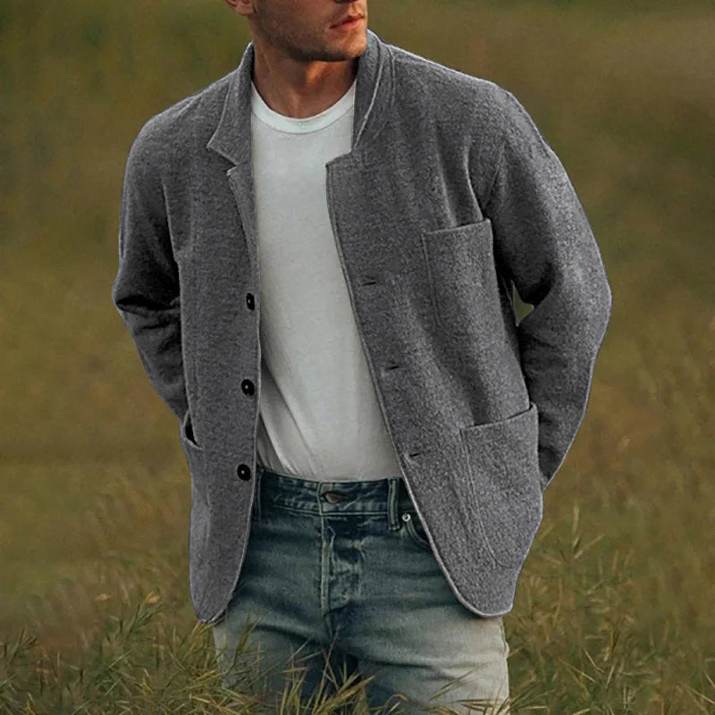 Men Woolen Coat Stand Collar