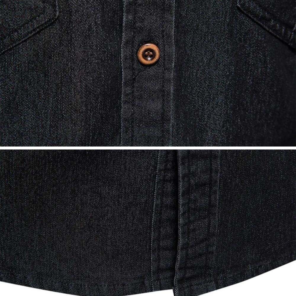 Adaptive Fit Cotton Denim Shirt: Tailored For Men