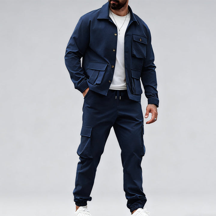 Men’s Retro Jacket & Cargo Pants 2-Piece Set